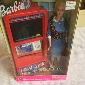 Barbie the teacher, School room backdrop, included new in box